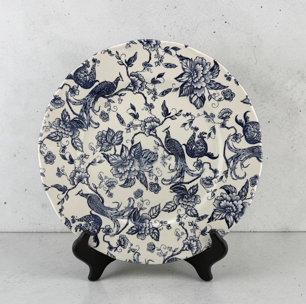 Ravensdale Pottery Staffordshire England Peacock/Exotic Bird 10" Plate B/W
